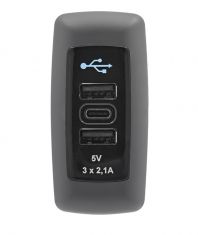 SUC 10 Быстрая USB зарядка накладная (для транспорта) с подсветкой  1x USB C type + 2 x USB A type  6,3А ― Auto Tuning Group Ltd