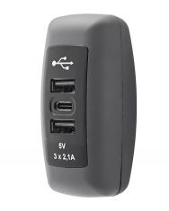 SUC 9 Быстрая USB зарядка на поручень (для транспорта) с подсветкой  1x USB C type + 2 x USB A type  6,3А ― Auto Tuning Group Ltd